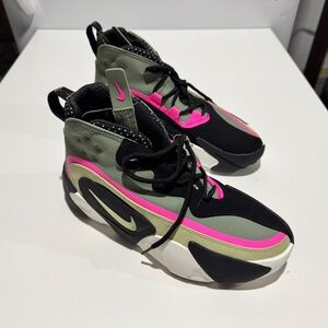 Nike React Frenzy Spiral Sage Olive and Pink High-Top Sneakers collectible New